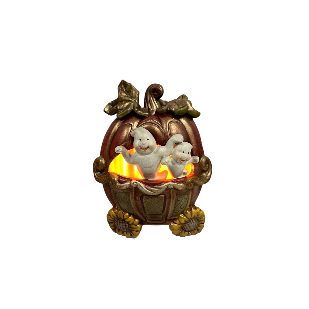 Halloween Light Up Train Decor Set Pumpkins Ghost Sunflowers W/ Box Spooky Cute - Picture 9 of 16